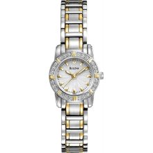 Women's Two Tone Stainless Steel Highbridge Quartz White Dial Diamond Accents