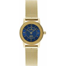 Women's Ultra Thin Gold Tone Dress Blue Dial Mesh Band