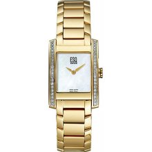 Women's Venture Gold Tone Mother of Pearl Dial Diamonds