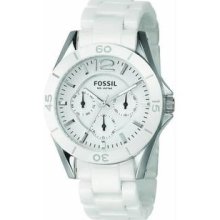 Women's White Ceramic Case and Bracelet White Dial Day and