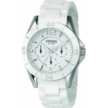 Women's White Ceramic Case and Bracelet White Dial Day and Date