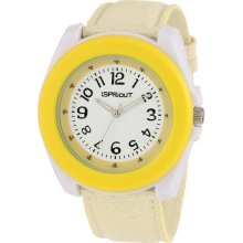 Womens Yellow and Natural White Eco Friendly Watch with Bamboo Dial by