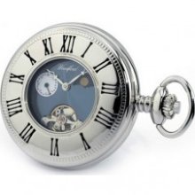 Woodford Moondial Chrome Plated Mechanical Pocket Watch