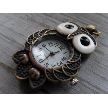 1 Pcs Antique Bronze Owl Pocket Watch Pendant, Antique Brass Vintage Owl Pocket Watch, Steampunk Clock Pendants