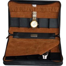 10 Piece Black Leatherette Travel Watch Case Zippered Storage Org ...