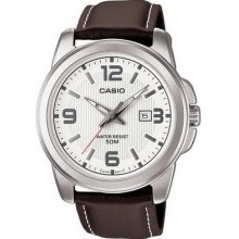 100% Genuine Casio Mtp1314l-7a Analog Men's Quartz Brown Leather Date Watch