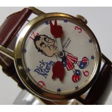 1970' Dick Nixon Men's Swiss Made Gold Watch by Peace Time Company