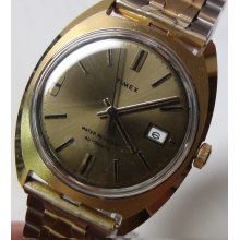 1970' Timex Men's Gold Automatic Mirror Dial Calendar Watch - England