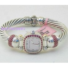 $3.140 David Yurman Luxury Sterling Pink Tourmaline Mop Cable Womans Watch