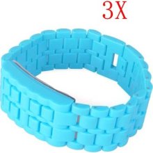 3x Blue Red Led Men/women Digital Lava Fashion Wrist Watch