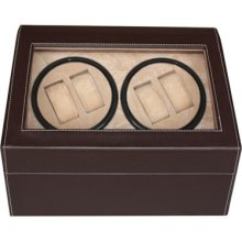 4 + 6 Brown Leather Watch Winder Storage Display Case Box Automatic Rotation