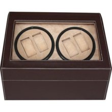 4 + 6 Chocolate Brown Leatherette Automatic Watch Winder & Storag ...