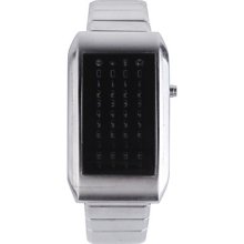 44-LED 3-Color-Light Digit Mens Steel Stainless Wrist Watch with Weekday Display