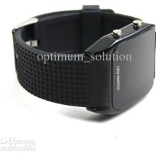 5pcs Cool Unisex Silicone Bracelet Digital Led Watch Black From Opti