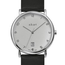 A.B.Art Men's Quartz Watch With Silver Dial Analogue Display And Black Leather Strap Kld107