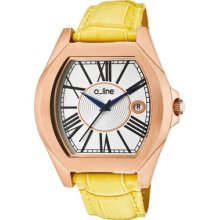 a_line Watches Women's Adore Silver Dial Yellow Genuine Leather Yellow