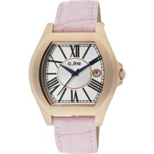 A_Line Women's Adore Silver Dial Pink Genuine Leather