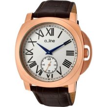 a line Women's Pyar Silver Dial Rose Gold Tone Case Brown Leather ...