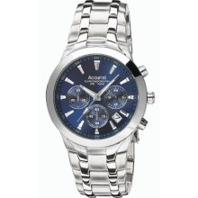Accurist Men's Quartz Watch With Blue Dial Chronograph Display And Silver Stainless Steel Bracelet Mb960n