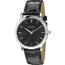 Accurist Men's Quartz Watch With Black Dial Analogue Display And Black Leather Strap Ms672b