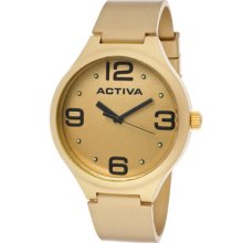 Activa Watches Men's Gold Tone Dial Gold Polyurethane Gold Polyuretha
