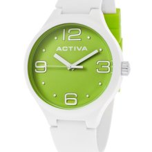 Activa Watches Women's Lime Dial White Polyurethane White Polyurethane