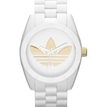 adidas Originals 'Santiago' Bracelet Watch White/ Gold