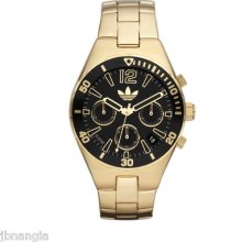 Adidas Unisex Gold Coated Stainless Chronograph Black Watch Adh2747 $175