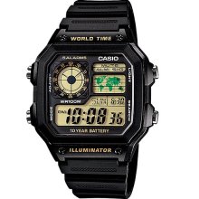 AE-1200WH-1B AE1200WH Casio Mens World Time Alarm Digital Sports Watch