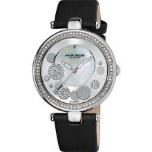 Akribos Xxiv Ak434bk Sunray/ Diamond Dial Quartz Womens Watch