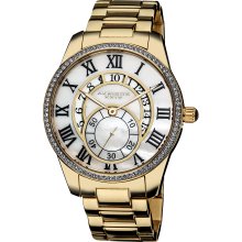 Akribos XXIV Men's Mother of Pearl Crystal Stainless Steel Bracelet Watch (Gold-tone)
