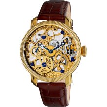 Akribos XXIV Men's Stainless Mechanical Skeleton Strap Watch