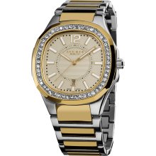 Akribos XXIV Women's Swiss Quartz Stainless Steel Crystal Bracelet Watch (Two-tone)