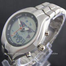 Alarm Dual Chronograph Analogue Digital Hours Date Men Lcd El Watch Whp77