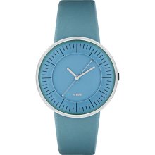 Alessi Unisex Luna Analog Stainless Watch - Blue Leather Strap - Blue Dial - AL8010