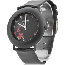Analog Women's Leather Quartz Wrist Watch gz1139 (Black)