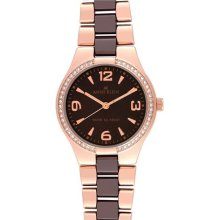 Anne Klein Ceramic And Rose Gold Ladies Watch 10-9118BMRG