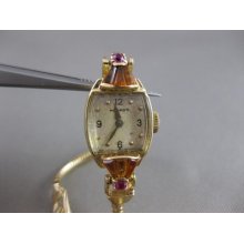 Antique 1.50ctw Ruby Citrine 14k Yellow Gold Movado Watch Mechanical 6.5