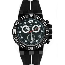 Aqua Master Mens Swiss Chronograph Pvd Black Dial Rubber Band Diamond Watch W338