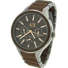 Armani Exchange Ax5128 Brown Silicone And Stainless Steel Watch