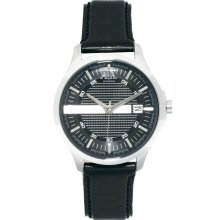 Armani Exchange Black Leather Strap Watch AX2101 Black