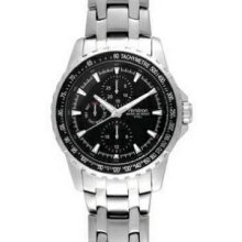 Armitron Men`s Silver Stainless Chronograph Watch W/ Black Dial & Date