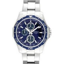 Armitron Men`s Silver Stainless Sport/ Dress Watch W/ Blue Plated Bezel