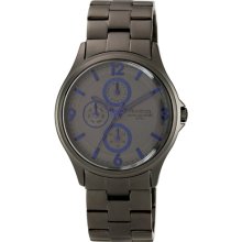 Armitron Mens Blue Accent Black Ion-Plated Stainless Steel Analog Watch Black