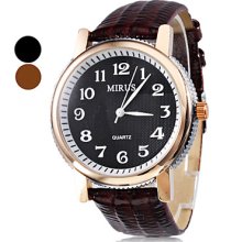 Assorted Colors Men's Leather Analog Quartz Wrist Watch