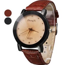 Assorted Colors Women's Wrist Water Resistant Style PU Analog Quartz Watch