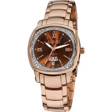 August Steiner Women's Day Date Diamond Steel Watch (Ladies Stainless Steel Swiss Quartz)