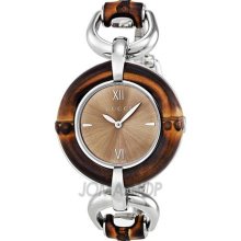 Authentic Gucci Bamboo Collection Ladies Watch With Brown Dial Ya132402