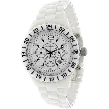 Avianne&Co Mens Ceramic Stainless Steel White Chrono Watch