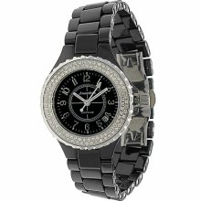 Avianne&Co Womens Black Ceramic Diamond Watch 0.75 Ctw